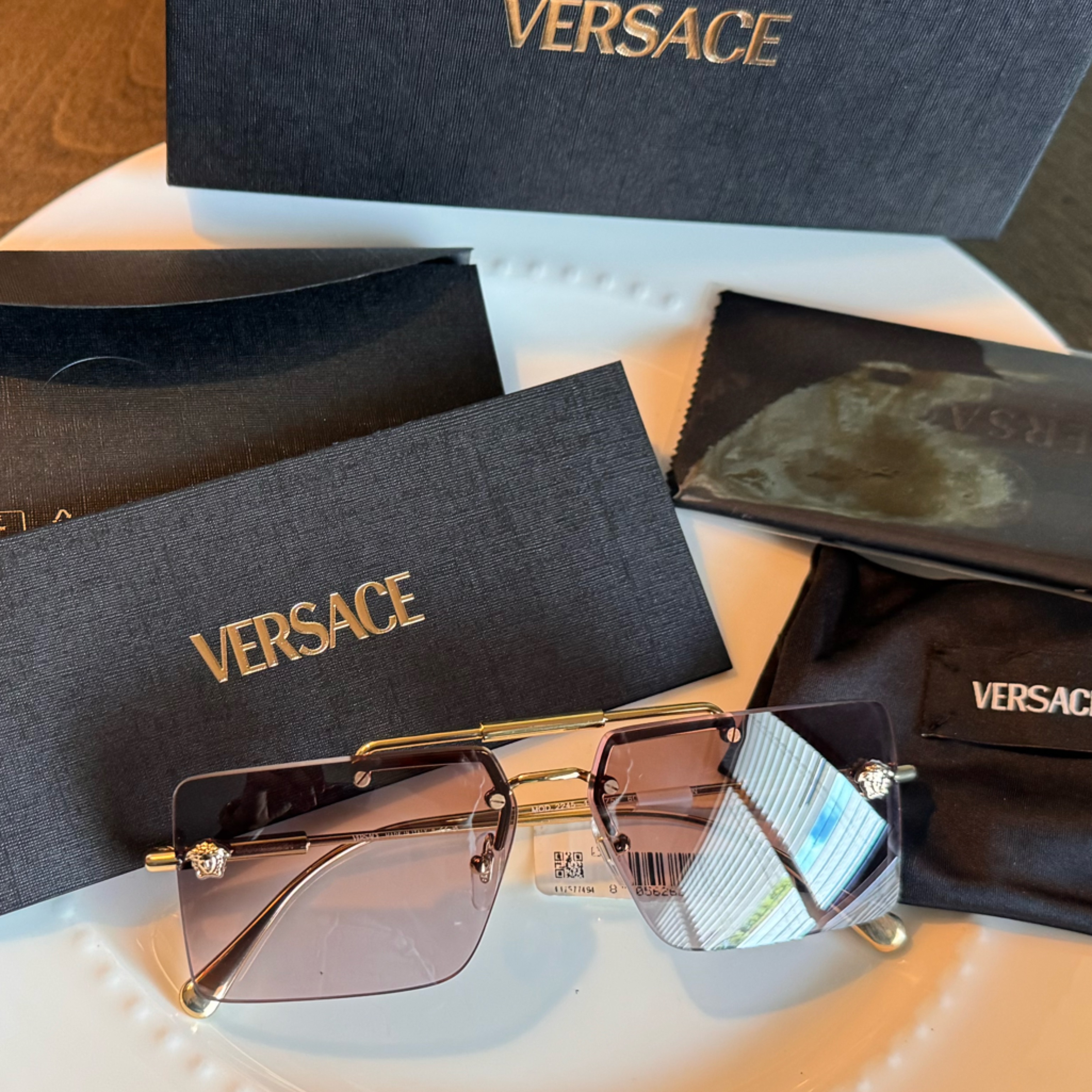 Versace Gold Frame Sunglasses With Brown Lenses